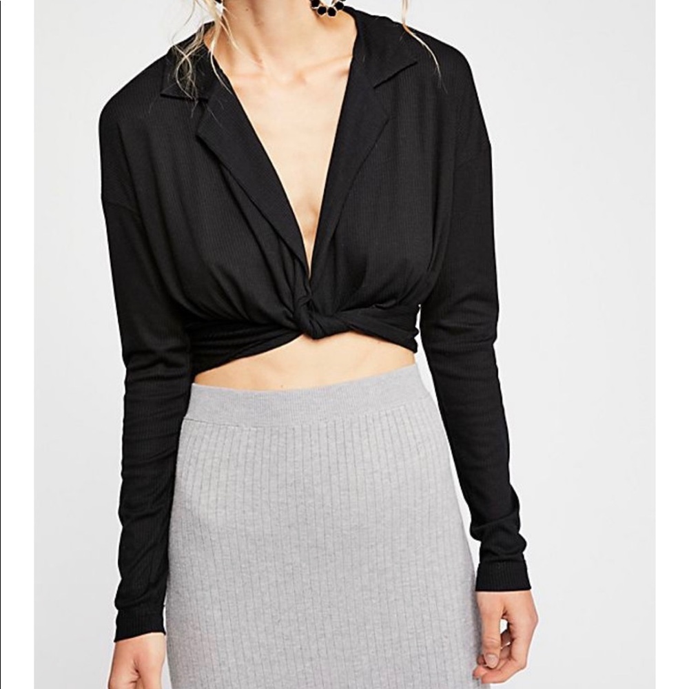 Free People Black Crop Top